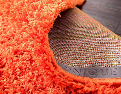 Unique Loom Solid Shag Collection Area Rug (8' Round, Tiger Orange)