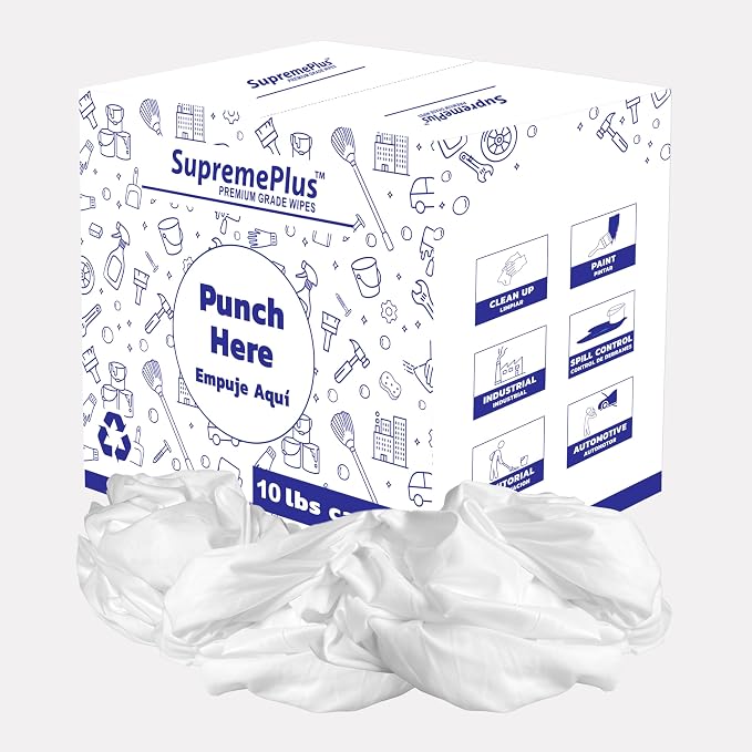 Recycled White Sheeting Cleaning Rags – Lint Free White Cotton Cloths by SupremePlus