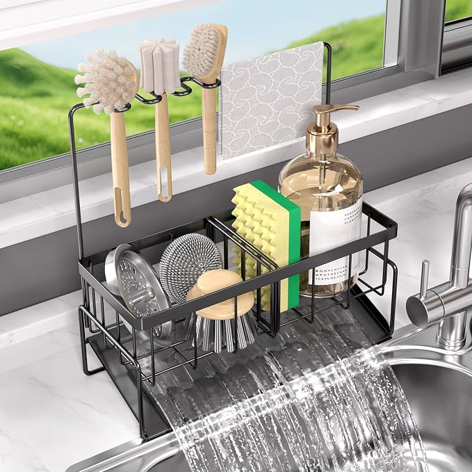 NET MEYA Sponge Holder for Kitchen Sink, Stainless Steel Sink Caddy by NETMEYA