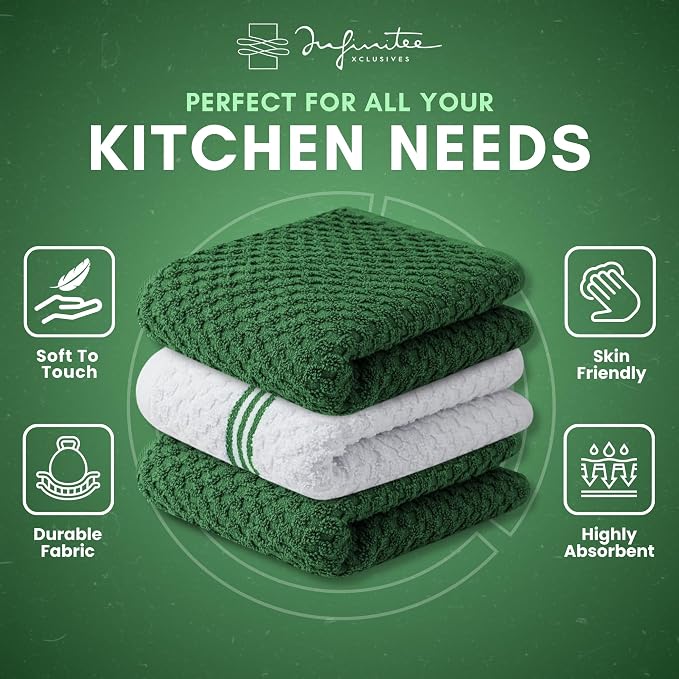 Infinitee Xclusives Premium Kitchen Towels – Pack of 3, 100% Cotton 15 x 25 - Image 5