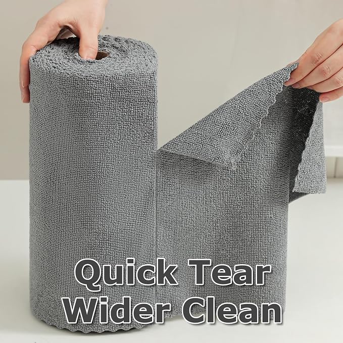 80 Pack Microfiber Cleaning Cloth Roll Reusable Paper Towels 12"x12" Tear Away - Image 4