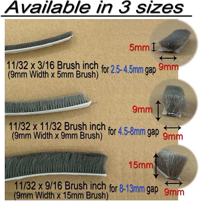 Weather Stripping Brush for Sliding Windows/Doors Frame Side, Pile Self - Image 5