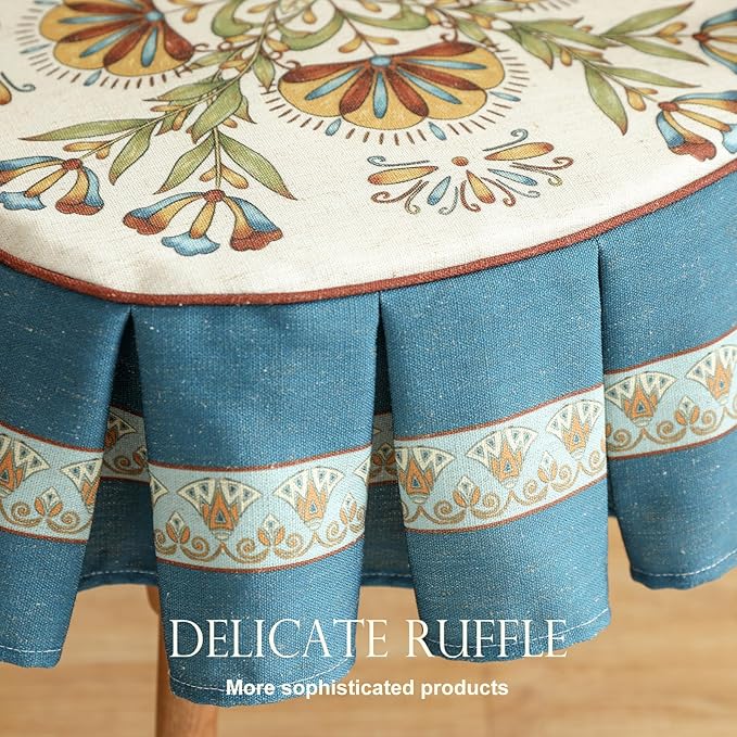 patdrea Pack of 2 Chair Cushions for Dining Chairs with Ruffled, Blue Wensel Floral Seat Cushion with Ties,Non Slip Chair Pads Decor for Bar Stool Cushions, Indoor Kitchen Chairs, 17.7"x17.7"