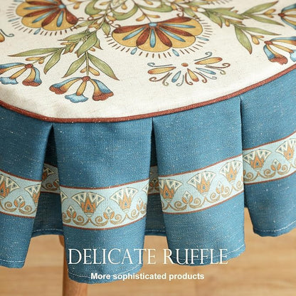 patdrea Pack of 2 Chair Cushions for Dining Chairs with Ruffled, Blue Wensel Floral Seat Cushion with Ties,Non Slip Chair Pads Decor for Bar Stool Cushions, Indoor Kitchen Chairs, 17.7"x17.7"