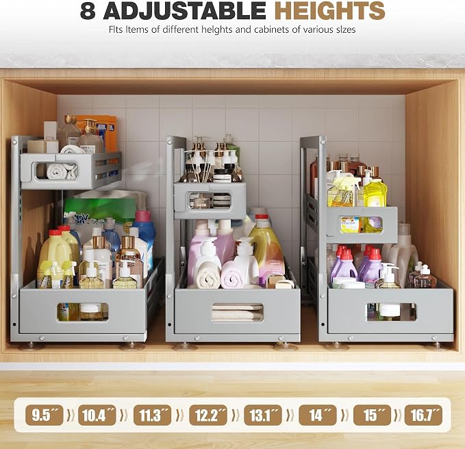 2 Pack 21IN-Depth Under Sink Organizer, Pull Out Cabinet Organizer - Image 8