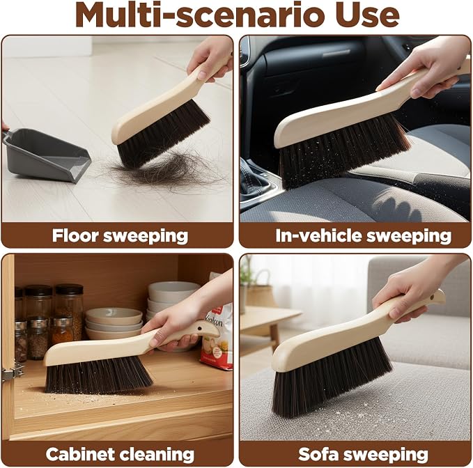 6 Pieces Wooden Hand Broom, Soft Bristle Dust Brush - Image 7
