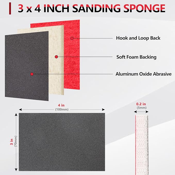 32-Pack 3x4 Inch 1000 Grit Hook & Loop Sanding Sponges - Image 3