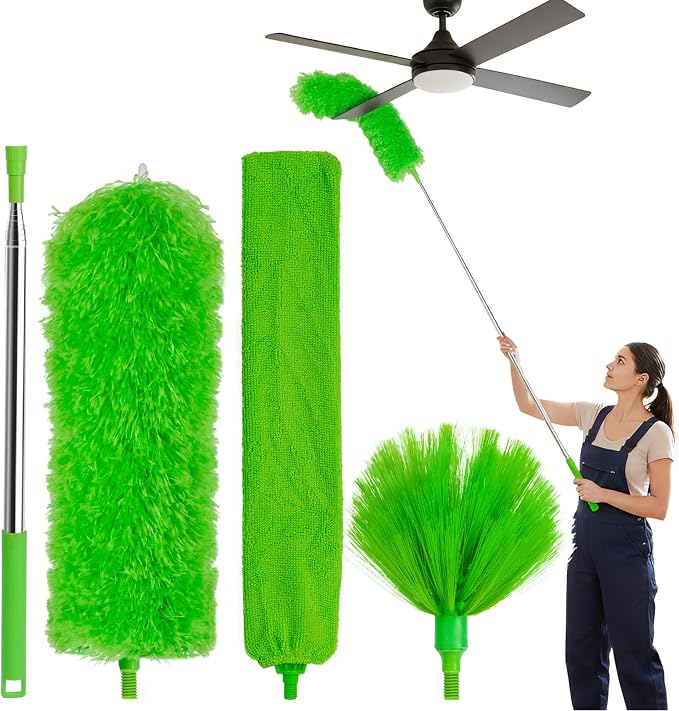 Cobweb Duster with Extension Pole, 3-in-1 Washable Cobweb Duster, Duster with by Flisvst-tobuynow