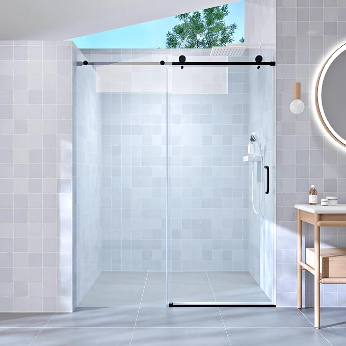 Abruzzo 76" Tall Frameless Single Sliding Shower Door - Image 2