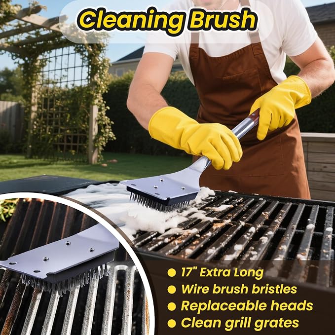4PCS Grilling Accessories Rose Wooden BBQ Grilling Tools Set, Heavy Duty - Image 8
