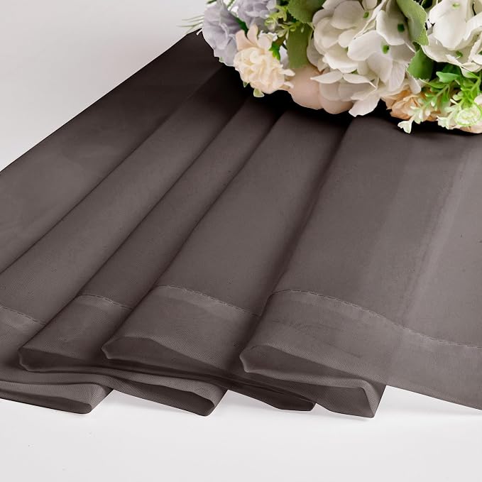 Chyhomenyc Sheer Valances for Windows 2 Pieces, 42Wx14L Inches Brown Small - Image 8