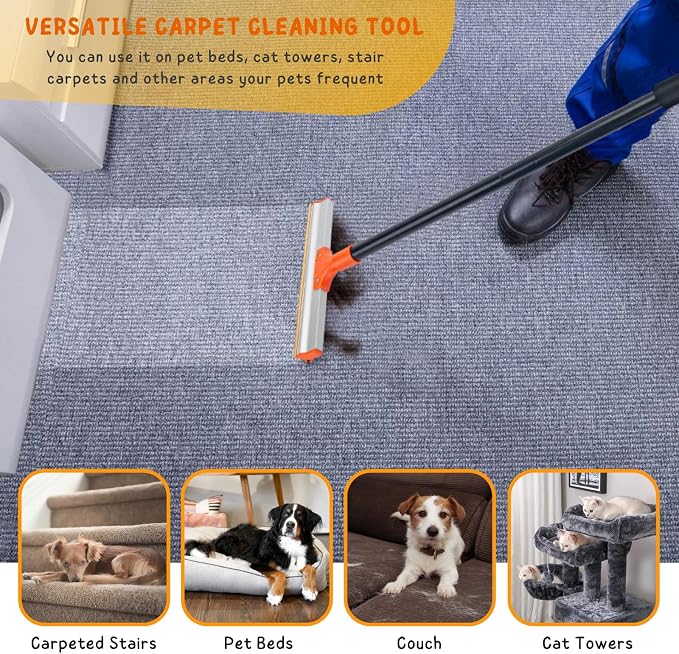 Carpet Rake for Pet Hair Removal, Stair Carpets and Couch Cleaning Rake - Image 6