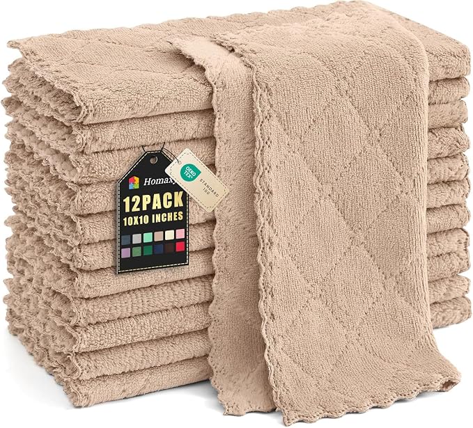 Homaxy 12 Pack Kitchen Dish Cloths, Super Soft and Absorbent Coral Velvet Dish by Homaxy
