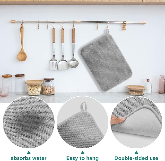 Microfiber Dish Drying Mat, Super Absorbent Kitchen Dish Drying Pad - Image 4