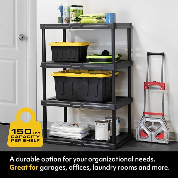 CX 4-Tier Plastic Storage Shelving Unit 2 Pack, Heavy Duty, 150lbs Per Shelf - Image 3