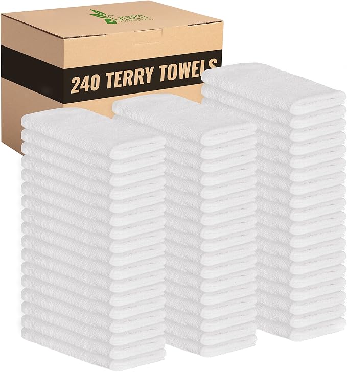 GREEN LIFESTYLE 100% Cotton Terry Towels, 240 Pack by GreenLifeStyle