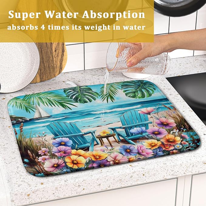Spring Summer Sea Chair Dish Drying Mat - Image 7