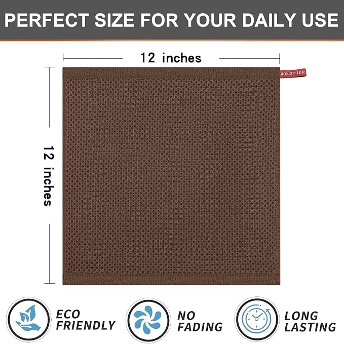Kitinjoy 100% Cotton Kitchen Dish Cloths, 6 Pack Waffle Weave Ultra Soft - Image 5