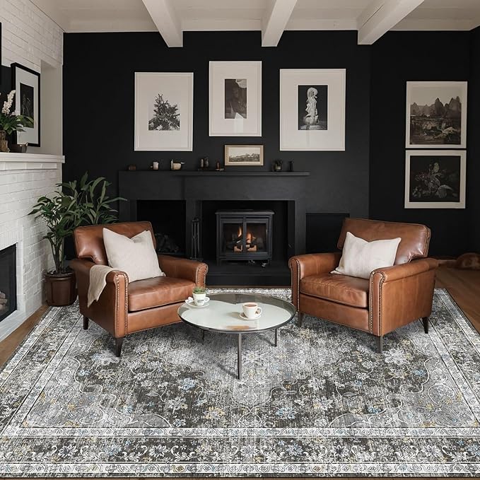 Area Rugs 5x7, Washable Black Rugs - Image 3