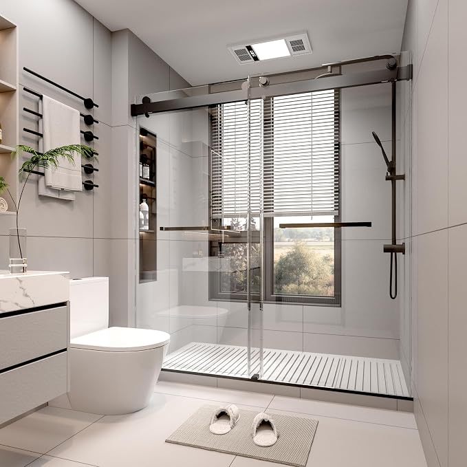 68-72" W x 76" H Frameless Double Sliding Shower Door w/Soft-Close, Bathroom - Image 3
