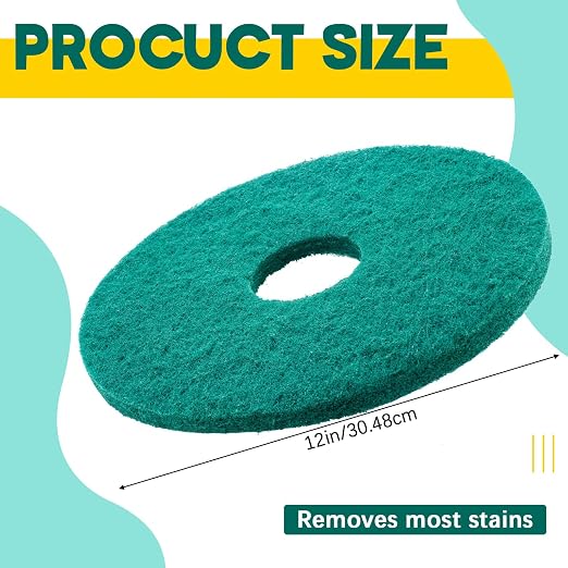 2 Pcs 12" Green Scrubbing Pads Commercial Cleaning Orbiter Pads-Maintenance Non - Image 2