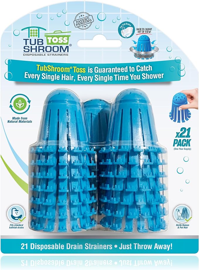 TubShroom Toss 21pk Disposable Bath Tub Drain Strainers by TubShroom