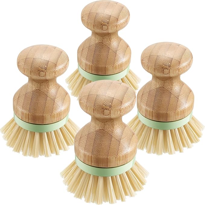 4 Pieces Bamboo Dish Scrub Brush by Boao