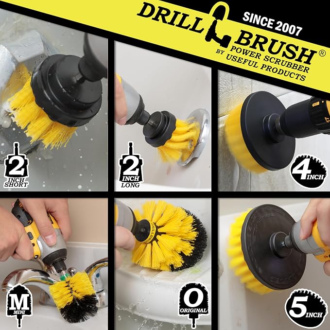 Drill Brush Attachments for Cleaning Shower, Bath Mat, Fiberglass, Cast Iron - Image 2