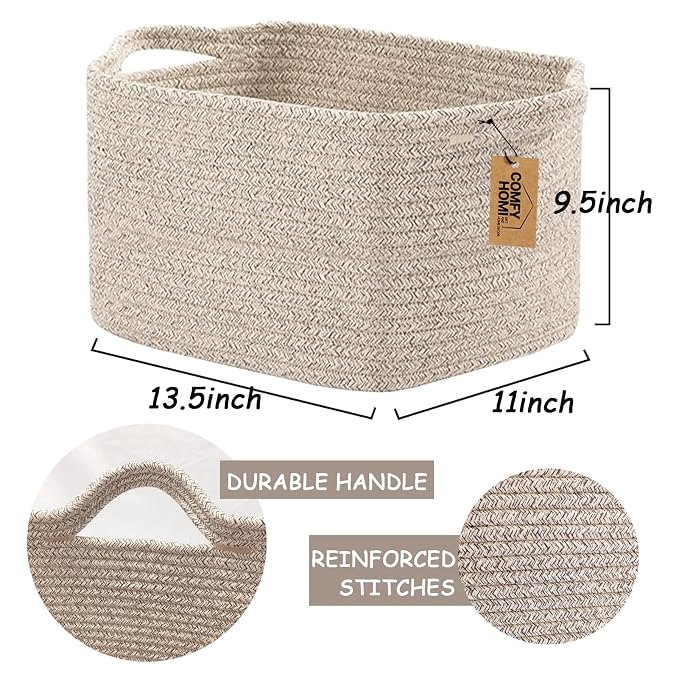 COMFY-HOMI 3PACK Cotton Rope Woven Basket - Image 2