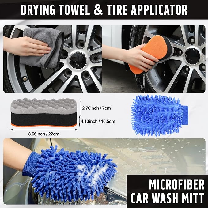 12 Pcs Car Wheel & Tire Brushes Kit, Tire Brush, Soft-bristled Rim Brush - Image 6