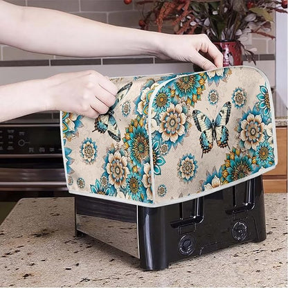Boho Mandala Printed Toaster Cover for Anti-Dust & Fingerprint, Butterfly Printed Kitchen Small Appliance, Microwave Toaster Oven Cover Decor Accessories for Kitchen