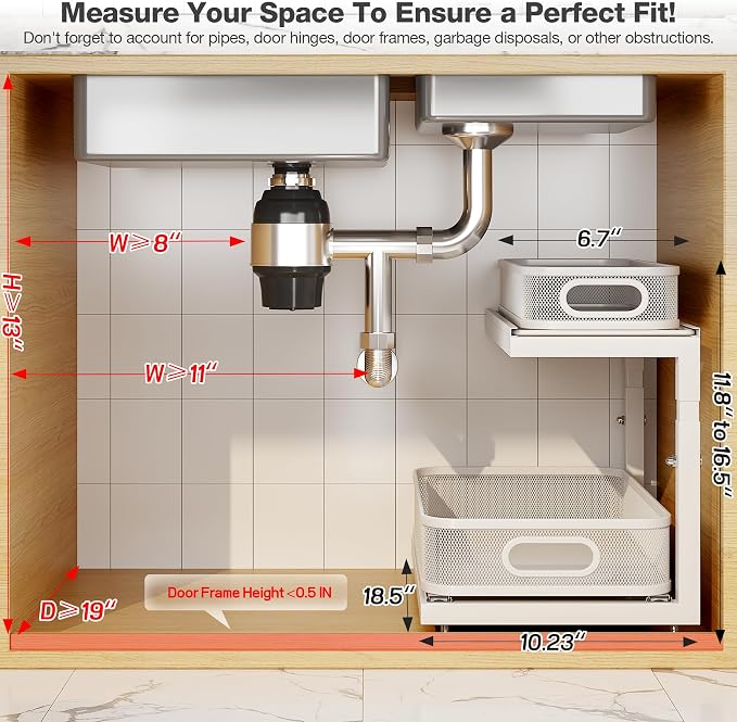 2-Pack 18.5 IN Depth Under Sink Organizer - Image 2