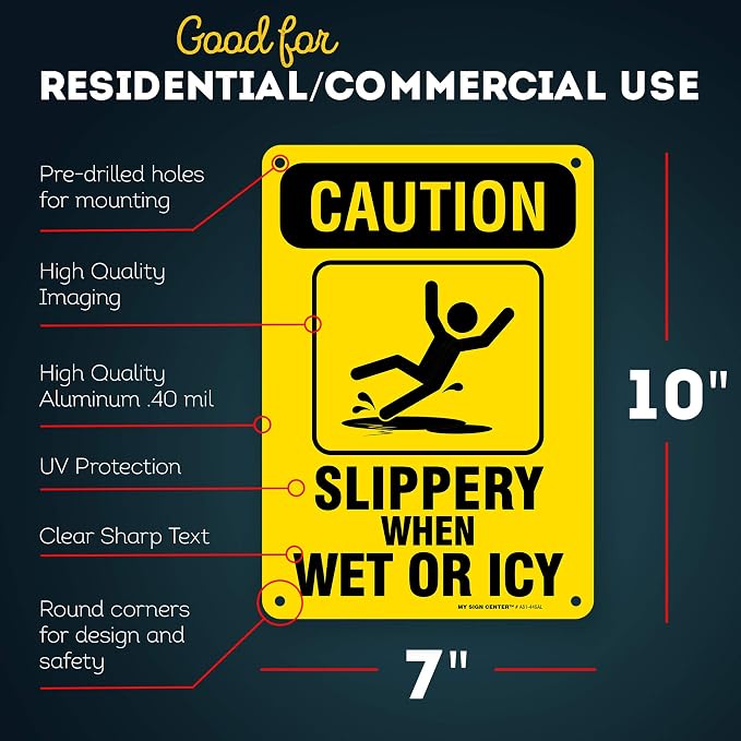 Caution Slippery When Wet Sign or ICY Sign, Fade Resistance, Indoor/Outdoor Use - Image 2