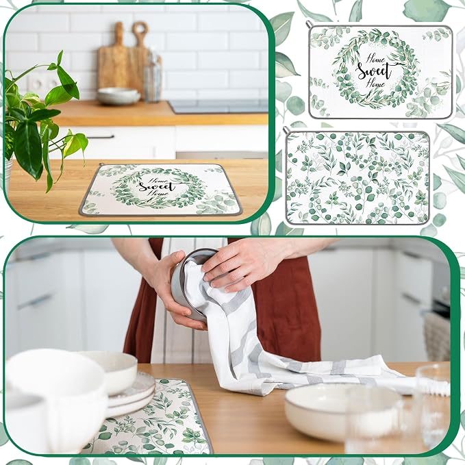 Zonon Dish Drying Mat for Kitchen Counter 16 x 24 Microfiber Absorbent Dish - Image 5