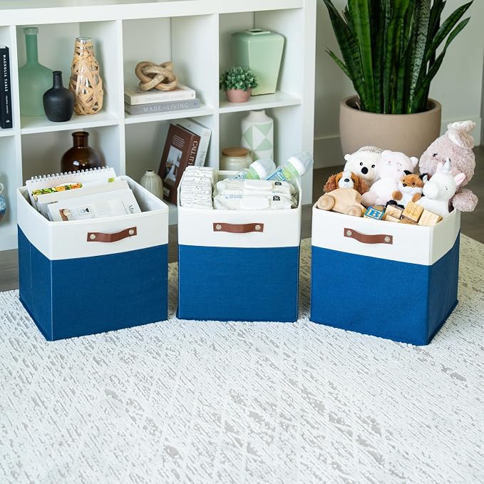 OrganiHaus 13x13 Cube Fabric Storage Bins Set of 4, Fabric Storage Cubes w/ - Image 4