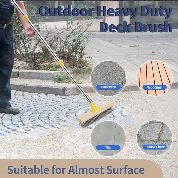 Stainless Steel Deck Brushes for Scrubbing Heavy Duty, Metal Stiff Wire - Image 4
