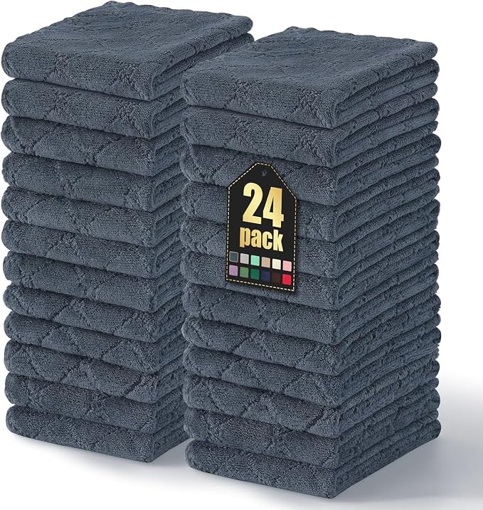 Homaxy 24 Pack Dish Towels for Kitchen, Super Soft and Absorbent Coral Velvet by Homaxy