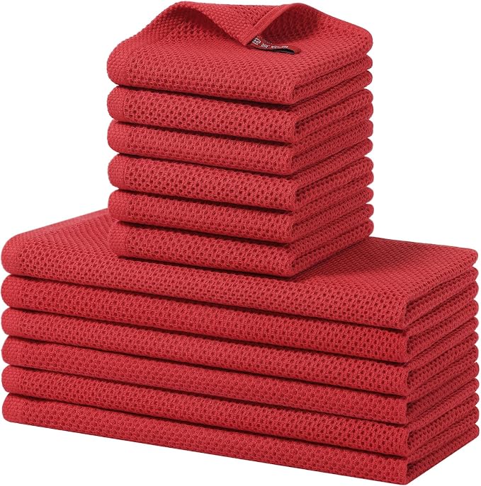 Homaxy 100% Cotton Kitchen Towels and Dishcloths Set, 12 x 12 Inches and 13 x by Homaxy