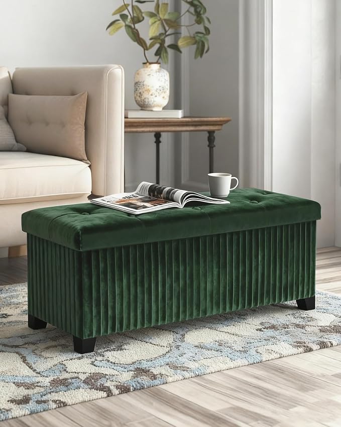 Storage Ottoman Bench, 43 Inch Foldable Ottoman - Image 2