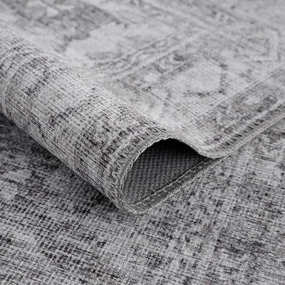 Bloom Rugs Washable 4' x 6' Rug - Ivory/Silver Gray Traditional Area Rug for Living Room, Bedroom, Dining Room, and Kitchen - Exact Size: 4' x 6'