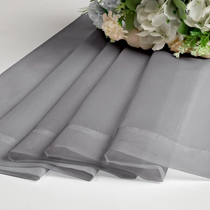 Chyhomenyc Charcoal Grey Sheer Curtains 45 Inch Long 2 Panels, Light Filtering - Image 6