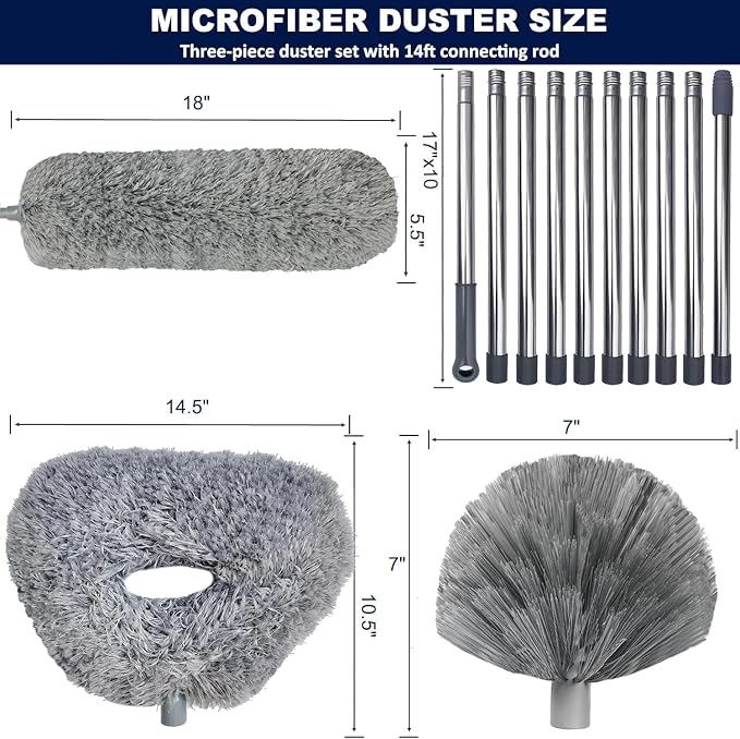 20+ Ft High Reach Ceiling Fan Duster & Cobweb & Corner Brush Duster - Image 2