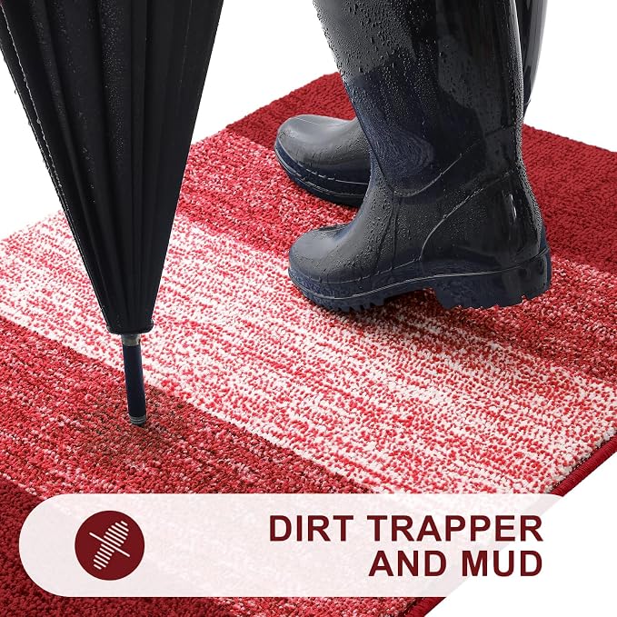 Kitinjoy Indoor Outdoor Door Mat, 71x47 Non-Slip Absorbent Dirt Trapper - Image 2