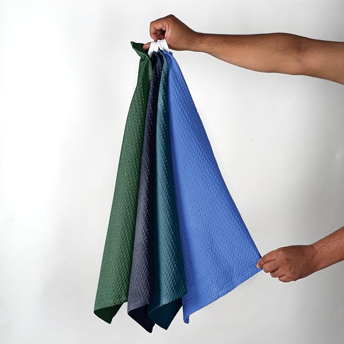 Multicolor Waffle Kitchen Towels, Fast Drying, 100% Cotton, Drying Dishes - Image 4