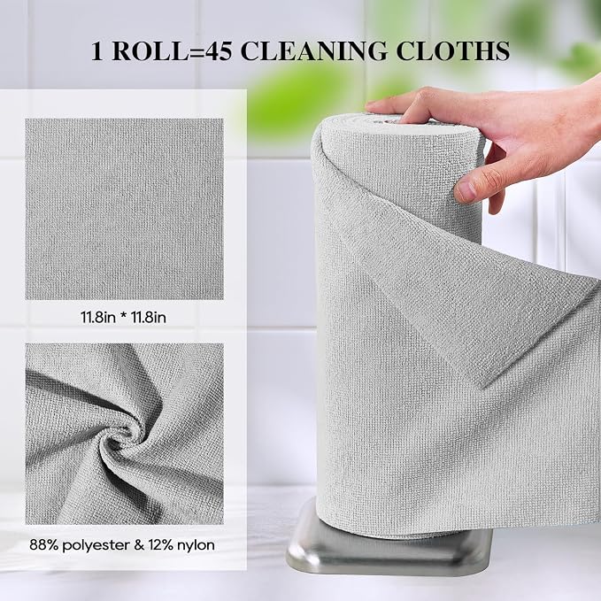 HONOVA Microfiber Cleaning Cloth Roll 45 Pack, Reusable Paper Towels Washable - Image 6