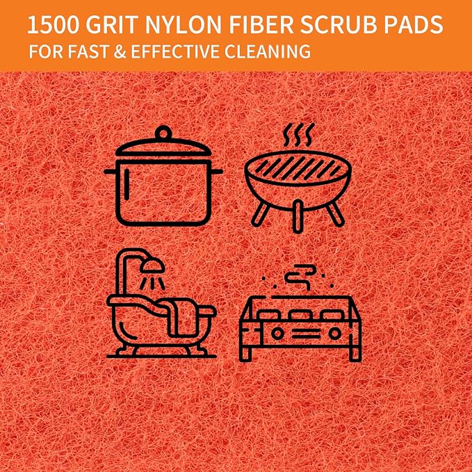 Non-Scratch Scouring Pads with Handle, Reusable Cleaning Scrubbers, Heavy Duty - Image 3