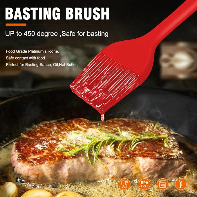 Walfos Silicone Basting Pastry Brush, Heat Resistant Pastry Brush Set, Strong - Image 4
