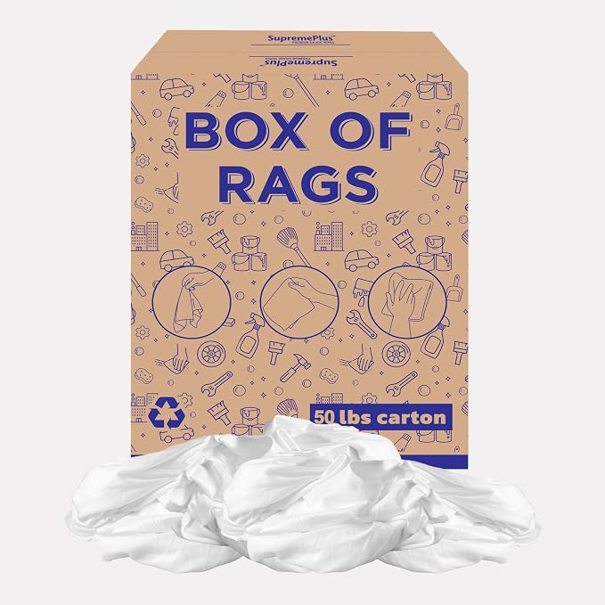 Recycled White Sheeting Cleaning Rags – Lint Free White Cotton Cloths by SupremePlus