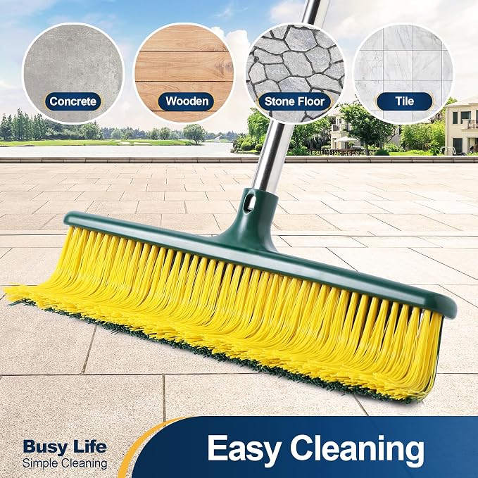 Yocada Heavy Duty Outdoor Broom Commercial Broom Garden Leaf Rake - Image 4