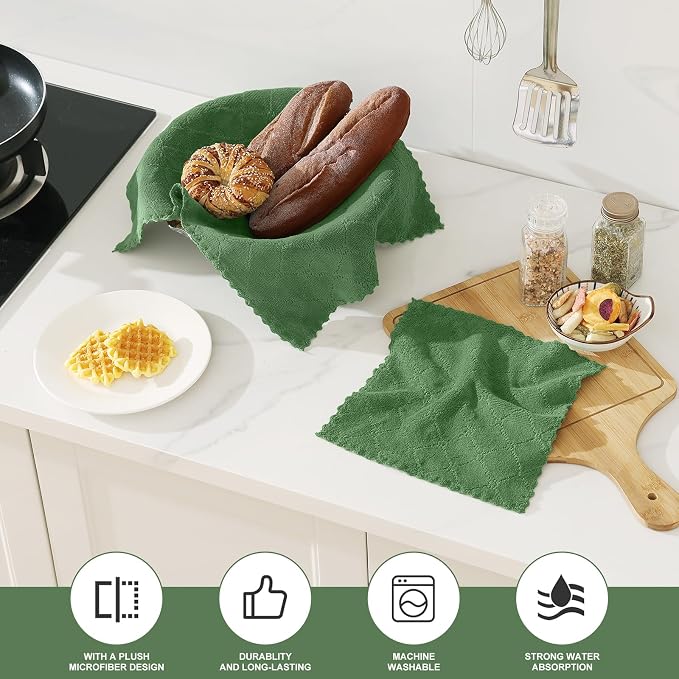 Homaxy Kitchen Towels and Dishcloths Set, 10 x 10 and 13 x 19 Inches, No Lint - Image 2